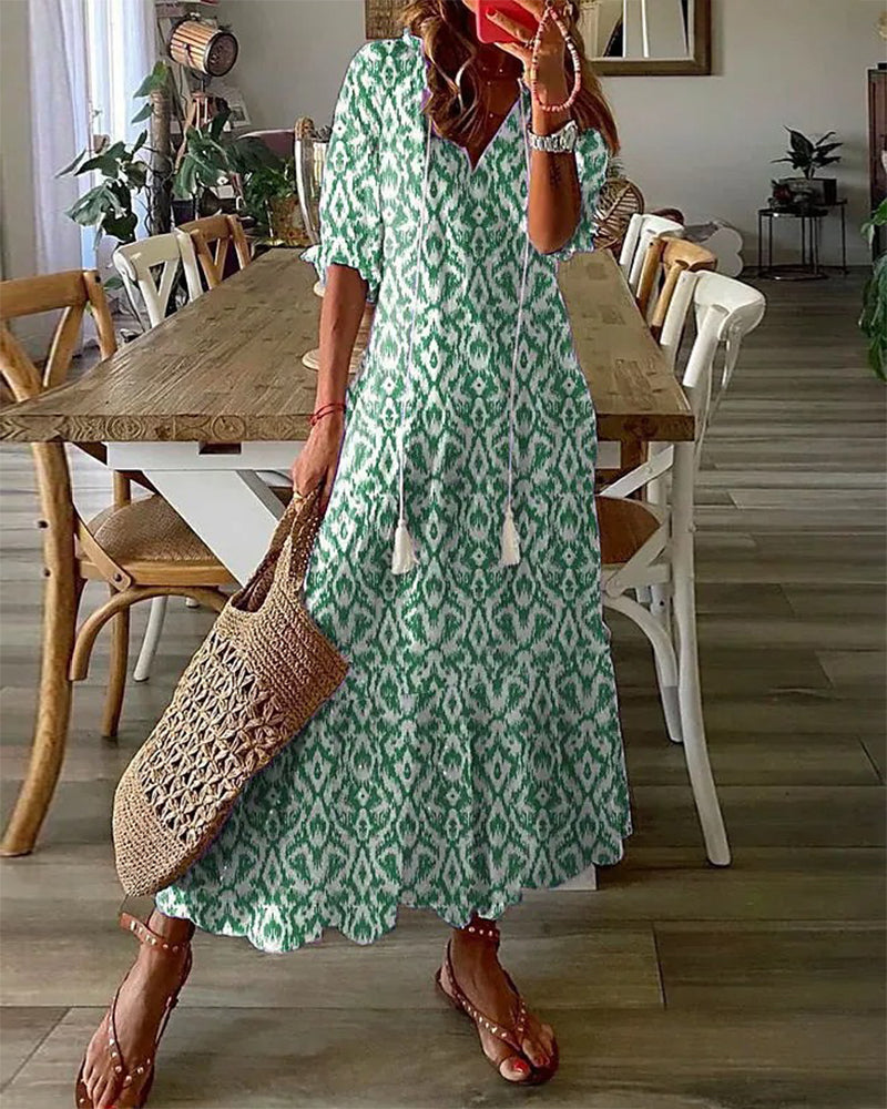 Ylva - Boho vintage v-ringad sommarklänning