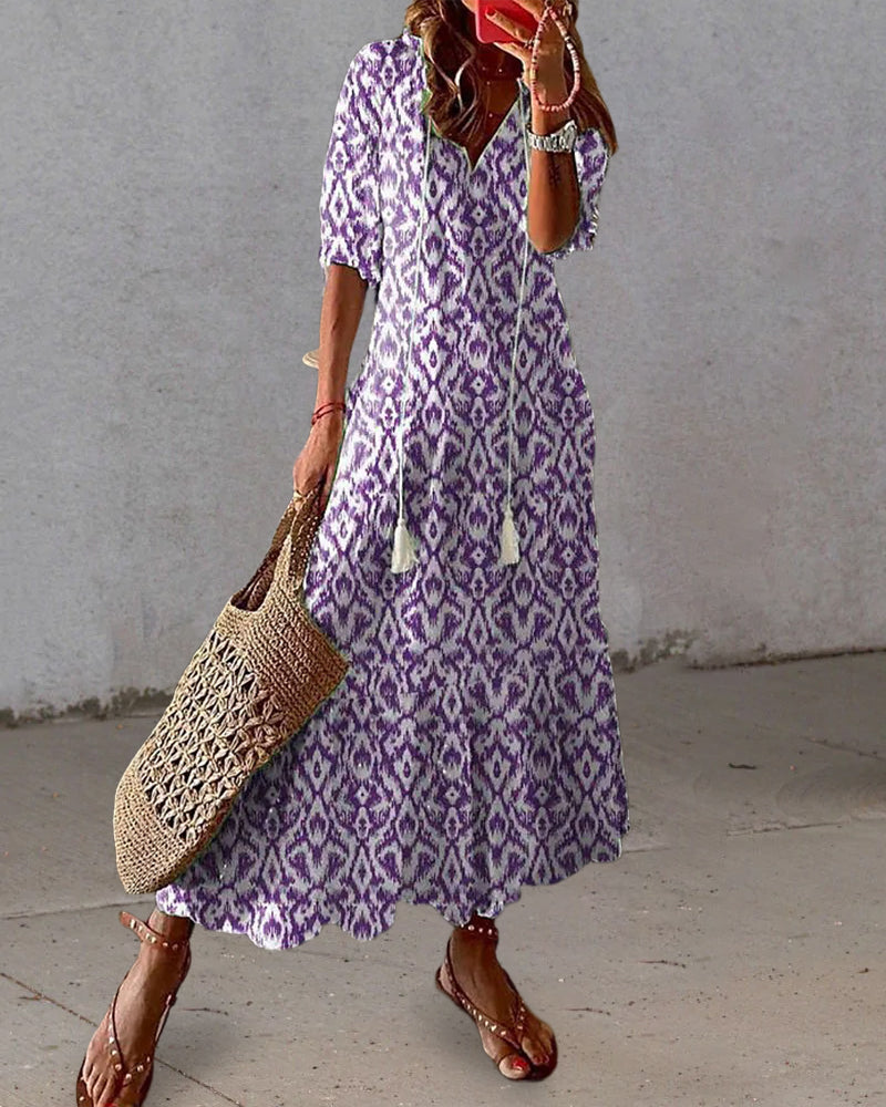 Ylva - Boho vintage v-ringad sommarklänning