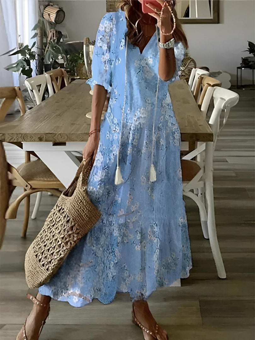 Ylva - Boho vintage v-ringad sommarklänning