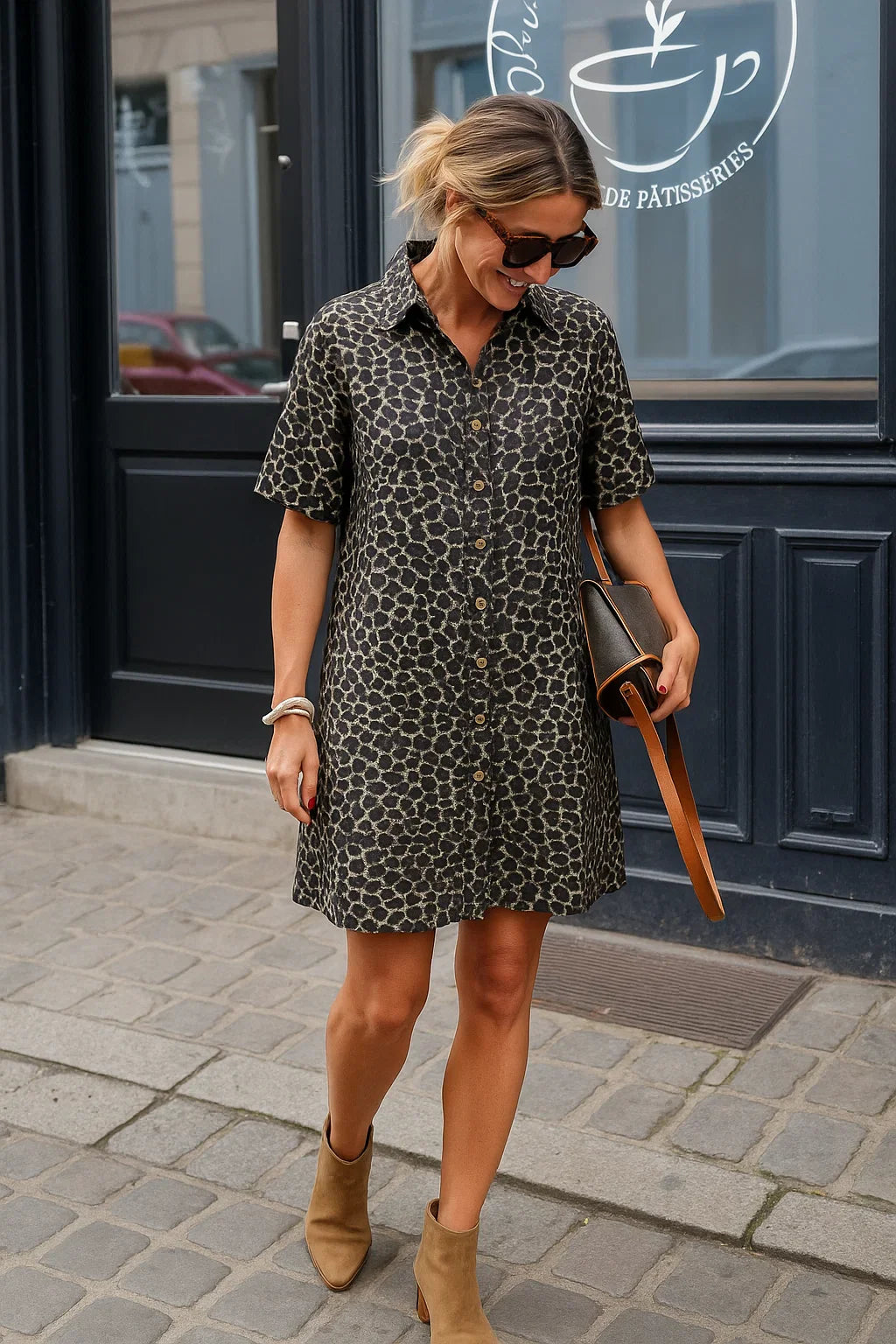 Molly - Skjortklänning med leopardmönster