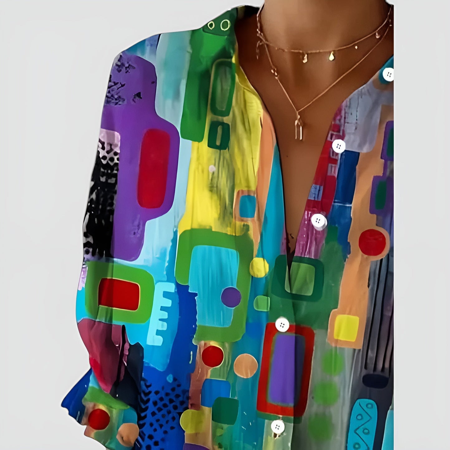 Thea - blus med geometriskt mönster