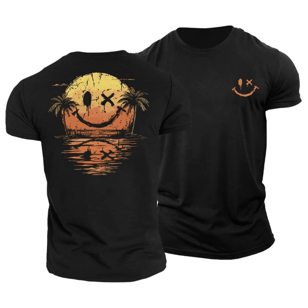 Nils - T-shirt med smiley på stranden