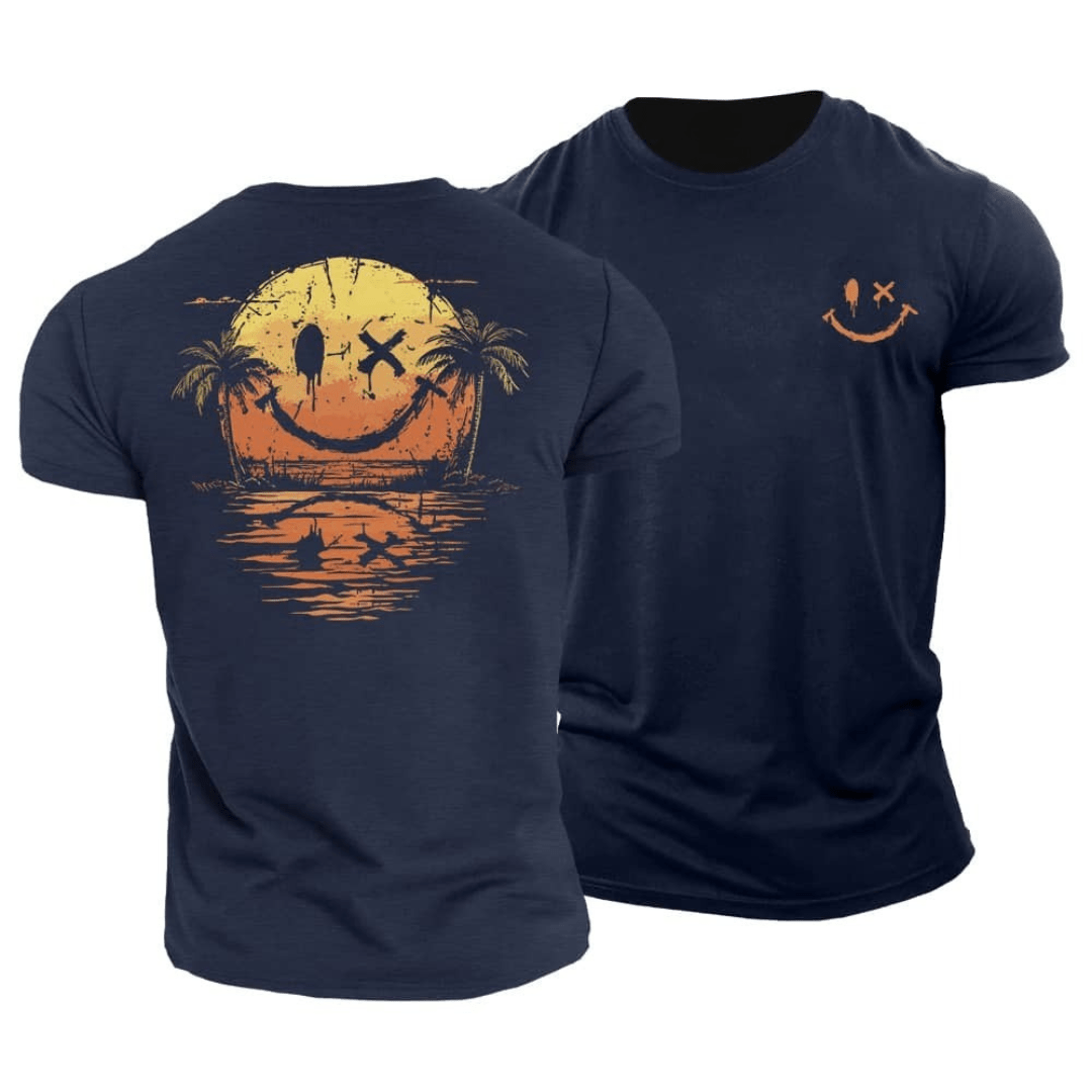 Nils - T-shirt med smiley på stranden