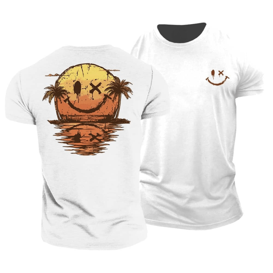 Nils - T-shirt med smiley på stranden