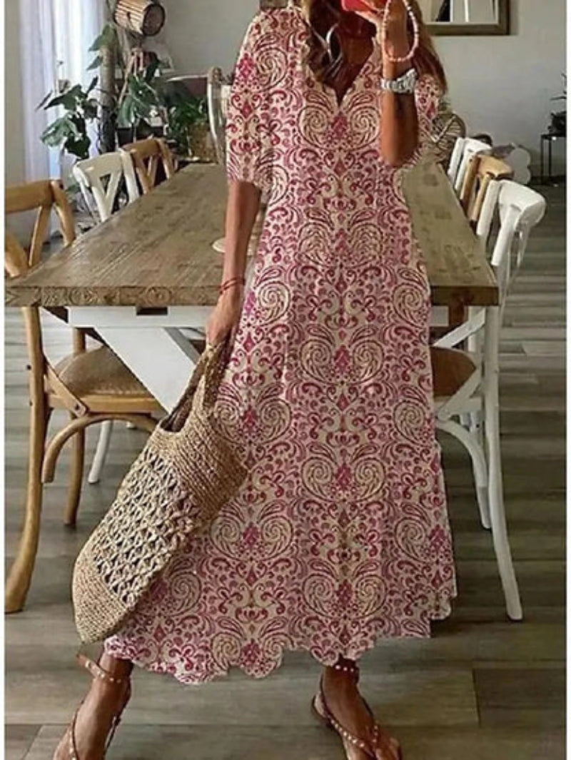 Ylva - Boho vintage v-ringad sommarklänning