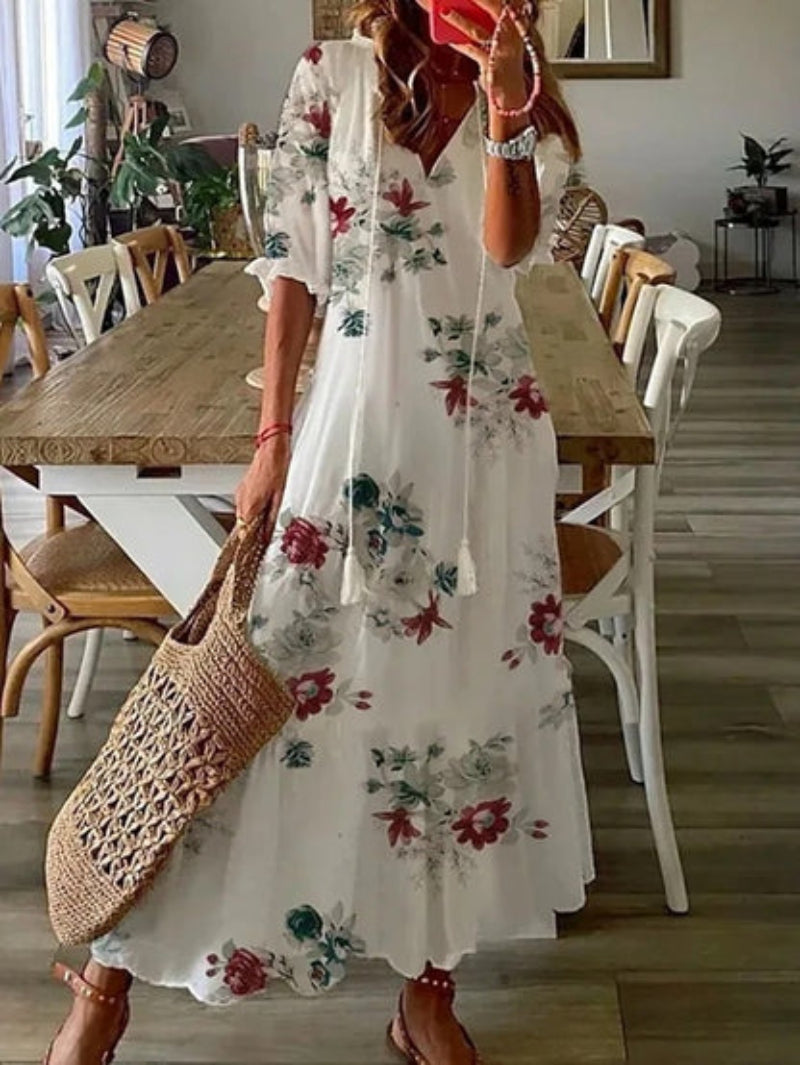 Ylva - Boho vintage v-ringad sommarklänning