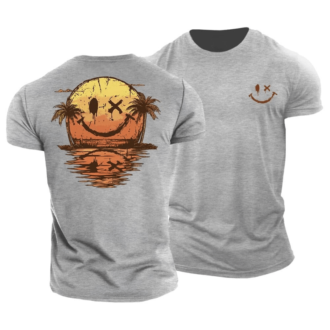 Nils - T-shirt med smiley på stranden